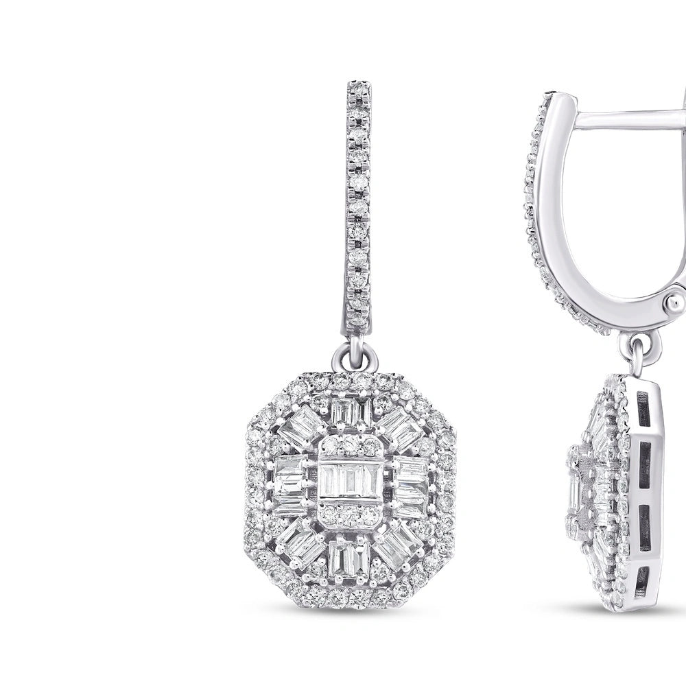 0.96 Karat Pırlanta Baget Küpe